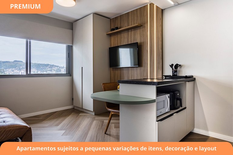 Studio Premium com Garagem | Próximo à Puc