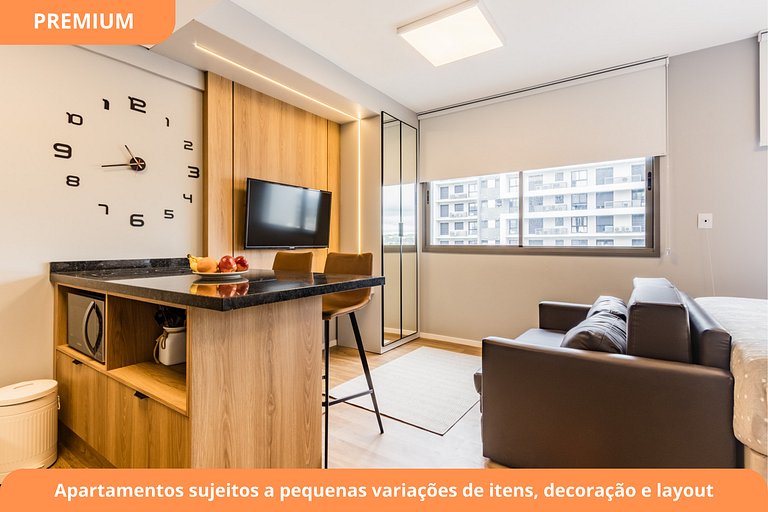 Studio Premium com Garagem | Próximo à Puc